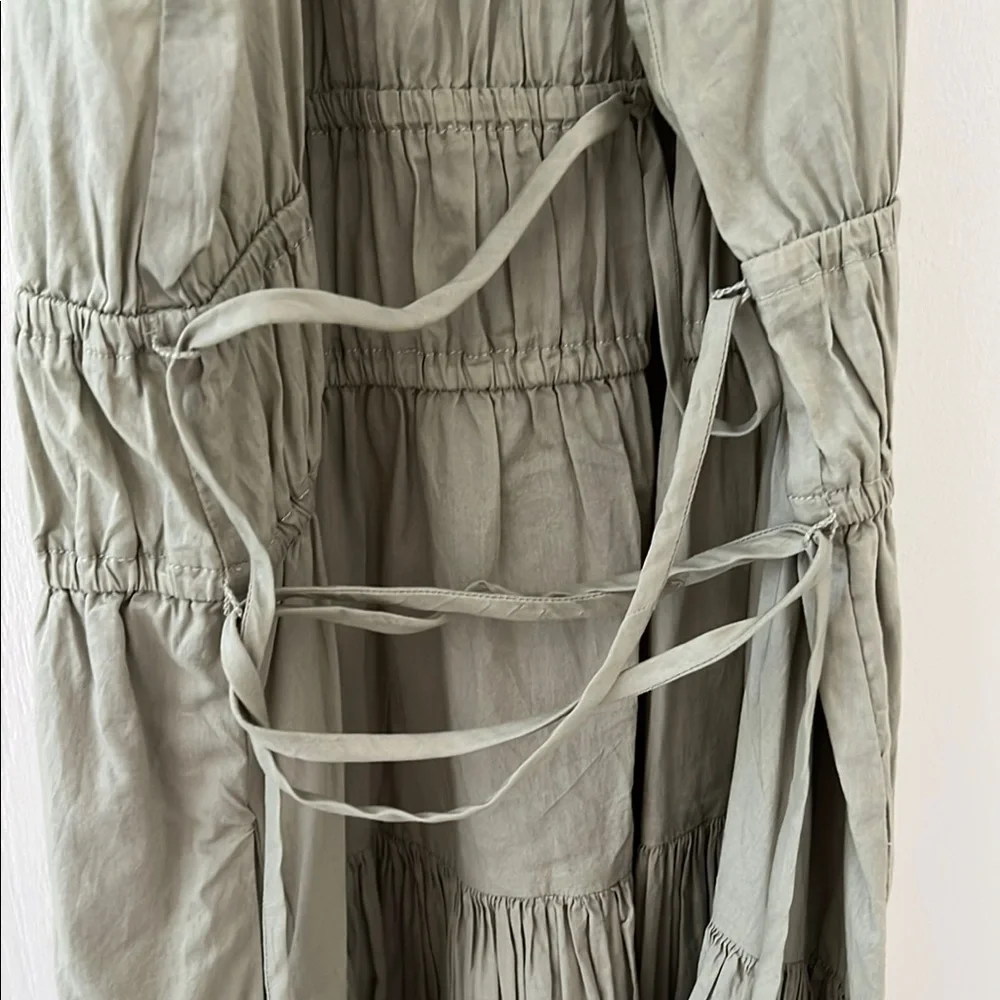 J. Crew Sage Green Tiered Midi Dress